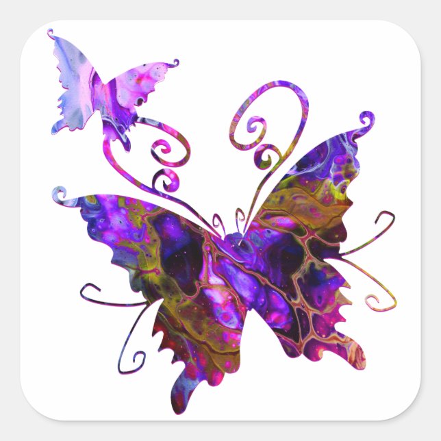 Fantasy Butterflies Square Sticker (Front)