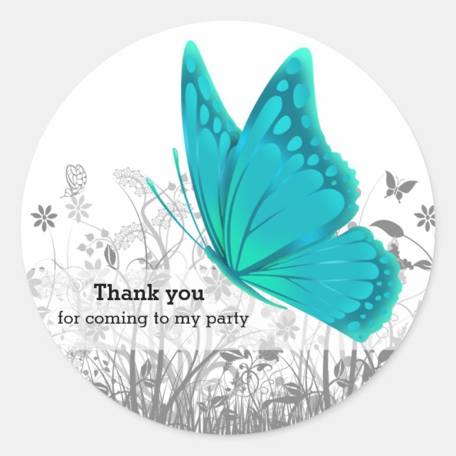 Fantasy Butterfly * choose background colour Classic Round Sticker (Front)
