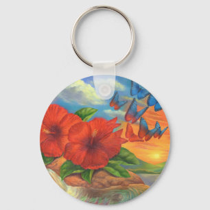 Fantasy Butterfly Landscape Painting - Multi Key Ring