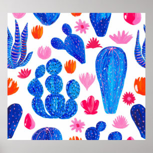 Fantasy Cacti: Decorative Seamless Pattern. Poster