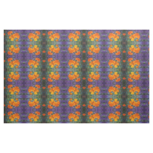 Fantasy California Poppies reflection fabric (Fat Quarter)