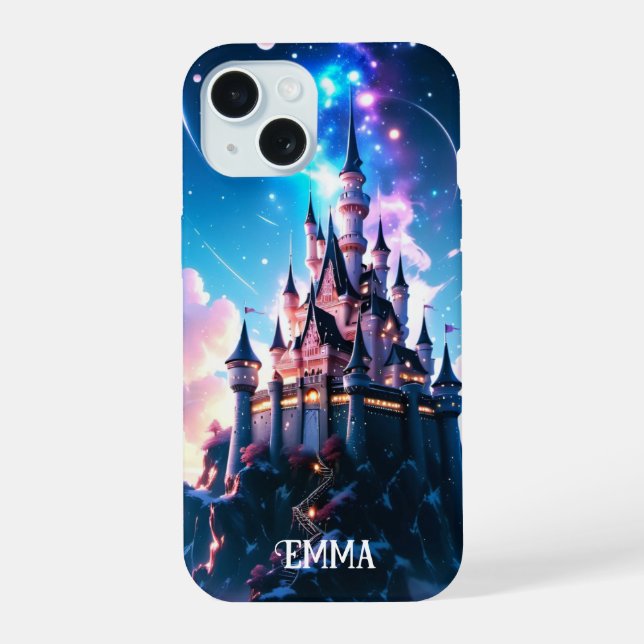 Fantasy Castle Custom Name iPhone 15 Case (Back)