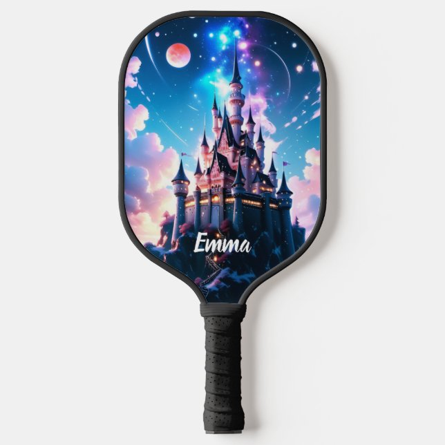 Fantasy Castle Custom Name Text Pickleball Paddle (Front)