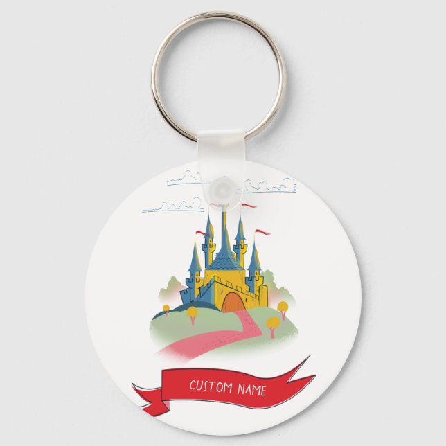 Fantasy Castle Custom Text Key Ring (Front)