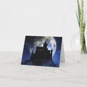 Fantasy castle during night holiday card