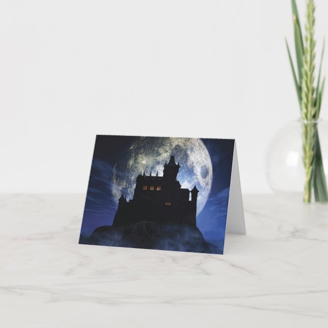 Fantasy castle during night holiday card (Front)