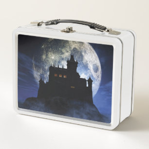 Fantasy castle during night metal lunch box