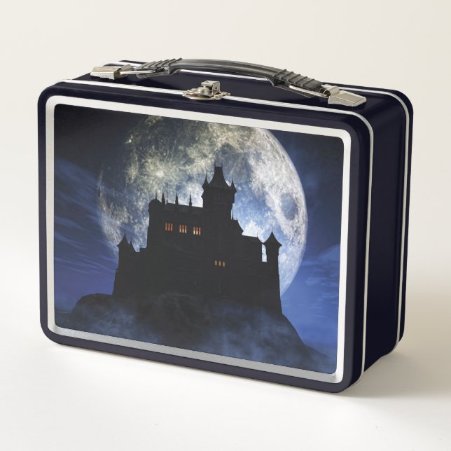 Fantasy castle during night metal lunch box (Front)