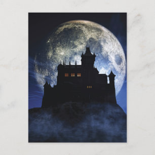 Fantasy castle during night postcard