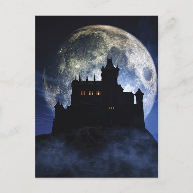 Fantasy castle during night postcard (Front)