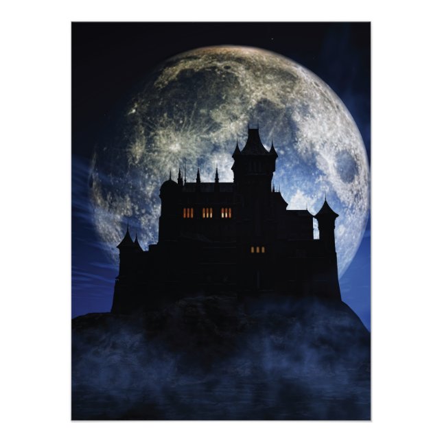 Fantasy castle during night poster (Front)