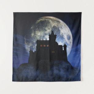 Fantasy castle during night tapestry