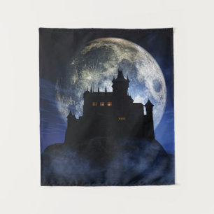 Fantasy castle during night tapestry