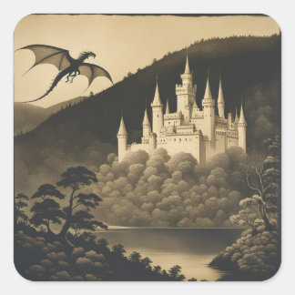 Fantasy Castle Square Sticker