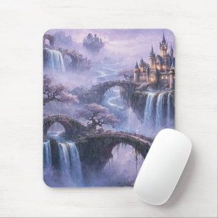 Fantasy Castle Surreal Landscape Lavender Blue Mouse Pad