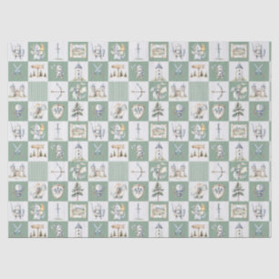 Fantasy castle with dragons and knights baby boy tissue paper