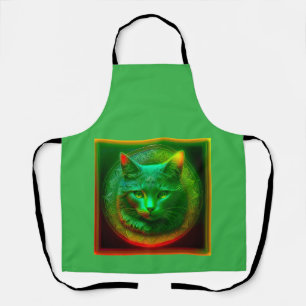 Fantasy Cat In Front Of Crest Apron