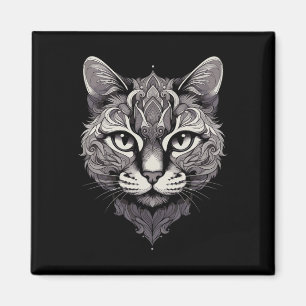 Fantasy Cat Mandala Art Mystical Oriental Style Fe Magnet
