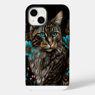 Fantasy cat with flowers and butterflies AI art iPhone 14 Case