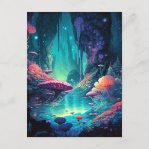 Fantasy Cave Grotto Colourful Surreal Postcard