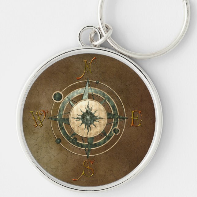 Fantasy Celtic Compass Design Key Ring (Front)