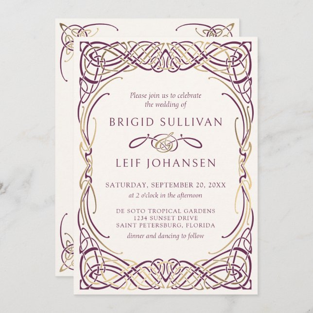 Fantasy Celtic Mediaeval Wedding Invitation (Front/Back)
