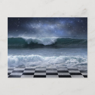 fantasy chess board postcard