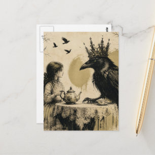 Fantasy Child a Royal Raven Tea Party Messy Inks Postcard