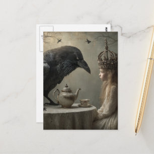 Fantasy Child a Royal Raven Tea Party Retro Postcard