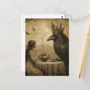 Fantasy Child and a Royal Raven Tea Party Postcard