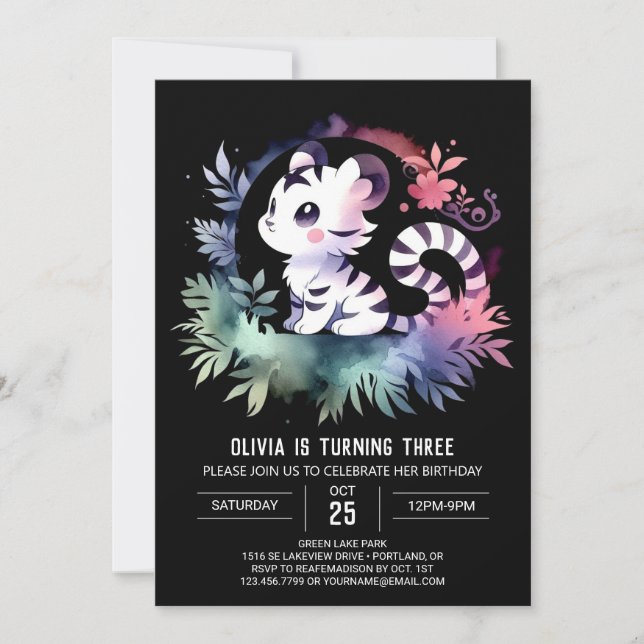 Fantasy Children Tiger Birthday Invitation (Front)