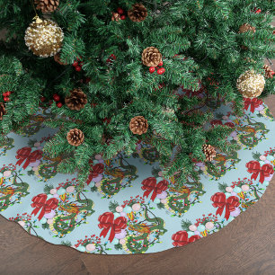 Fantasy Chinese Dragon Christmas Wreath Fantasy Brushed Polyester Tree Skirt