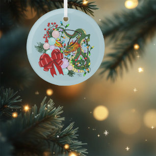Fantasy Chinese Dragon Christmas Wreath Fantasy Glass Tree Decoration