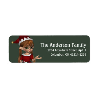 Fantasy Christmas Elf Address Label - red hair Return Address Label