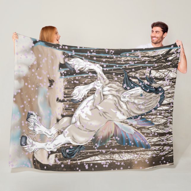 Fantasy Clydesdale Horse Fairy Fleece Blanket (In Situ)