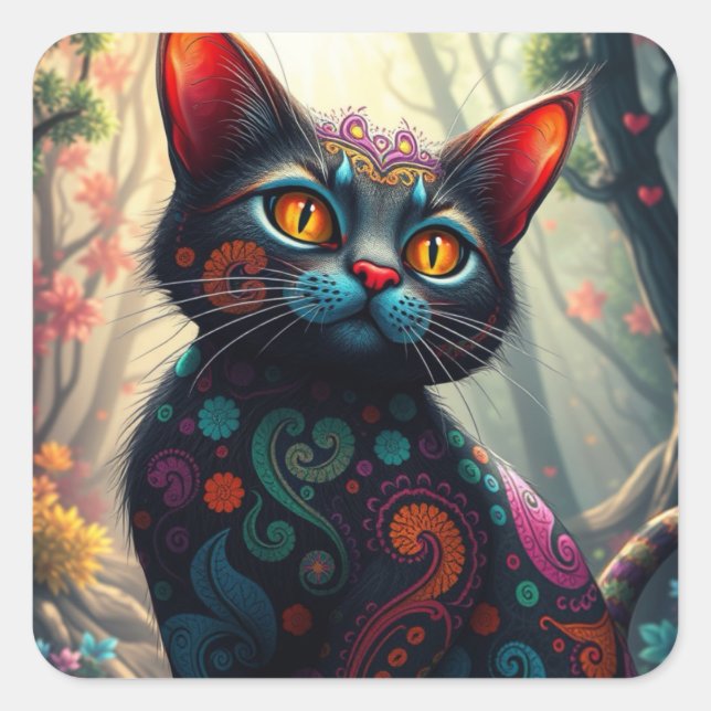 Fantasy Colorful Cat Stickers (Front)