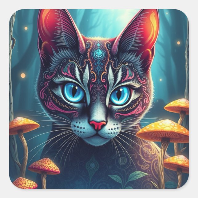 Fantasy Colorful Cat Stickers (Front)