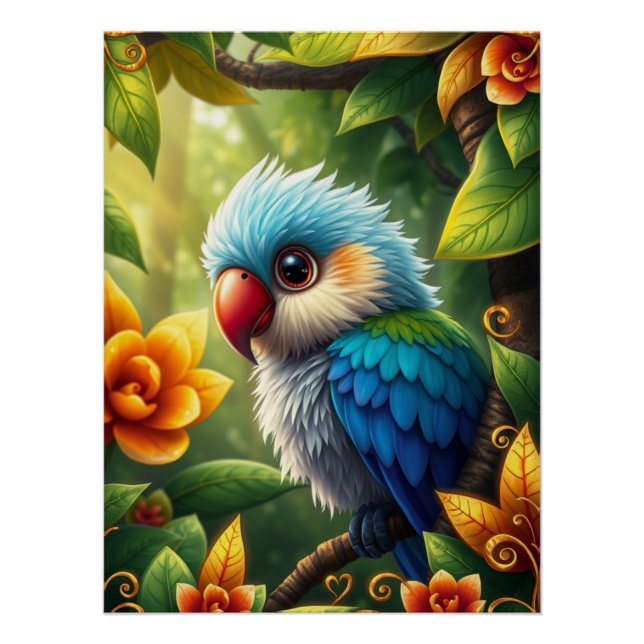 Fantasy Colorful Parrot  Poster (Front)