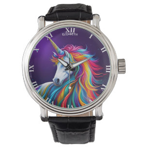 Fantasy Colorful Unicorn Art Deco Style Watch