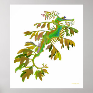 Fantasy Coloured Leafy Sea Dragon Poster