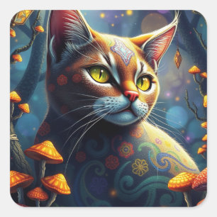 Fantasy Colourful Cat Stickers