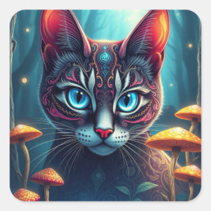 Fantasy Colourful Cat Stickers
