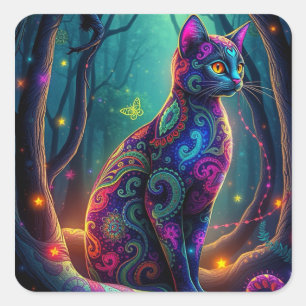 Fantasy Colourful Cat Stickers