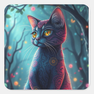 Fantasy Colourful Cat Stickers