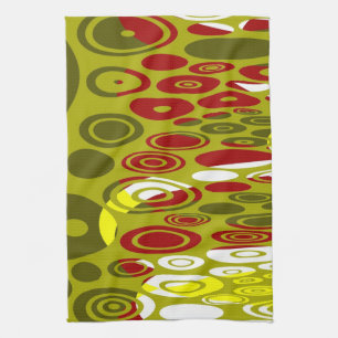 Fantasy Colourful Dots Abstract Retro Art Deco 3 Tea Towel