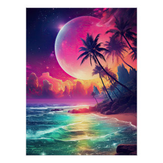 Fantasy Colourful Night Poster