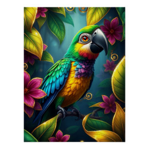 Fantasy Colourful Parrot Poster