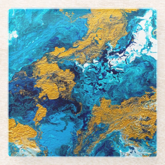 Fantasy Colours: Artistic Abstract Background. Glass Coaster (Front)