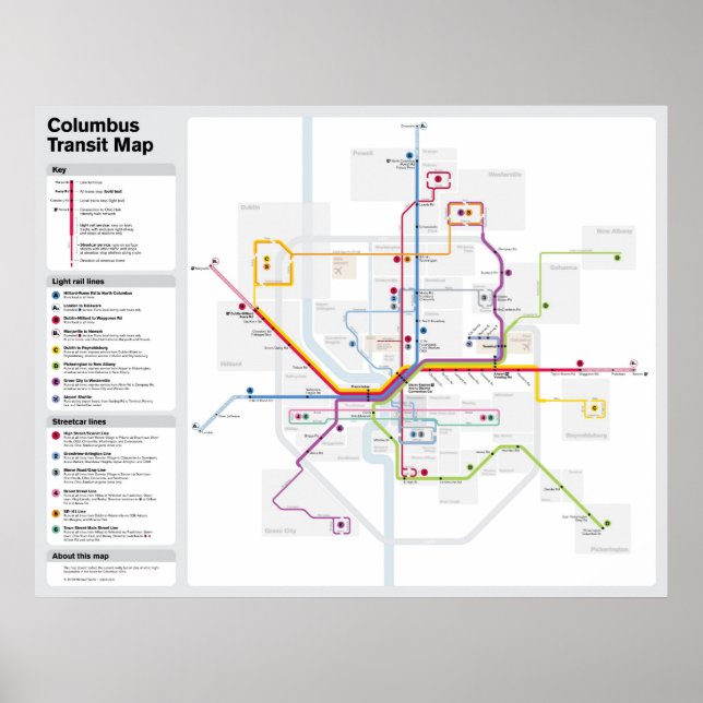Fantasy Columbus Transit Map Poster (Front)