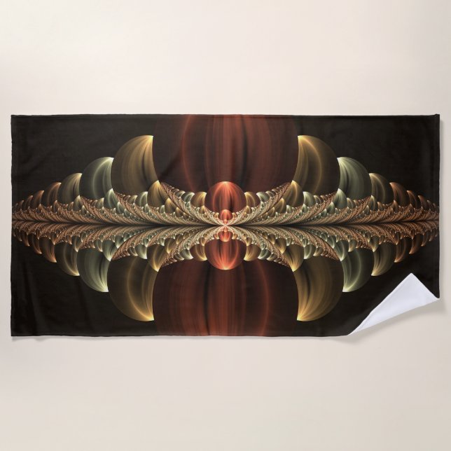 Fantasy Construction Shiny Abstract Fractal Art Beach Towel (Front)